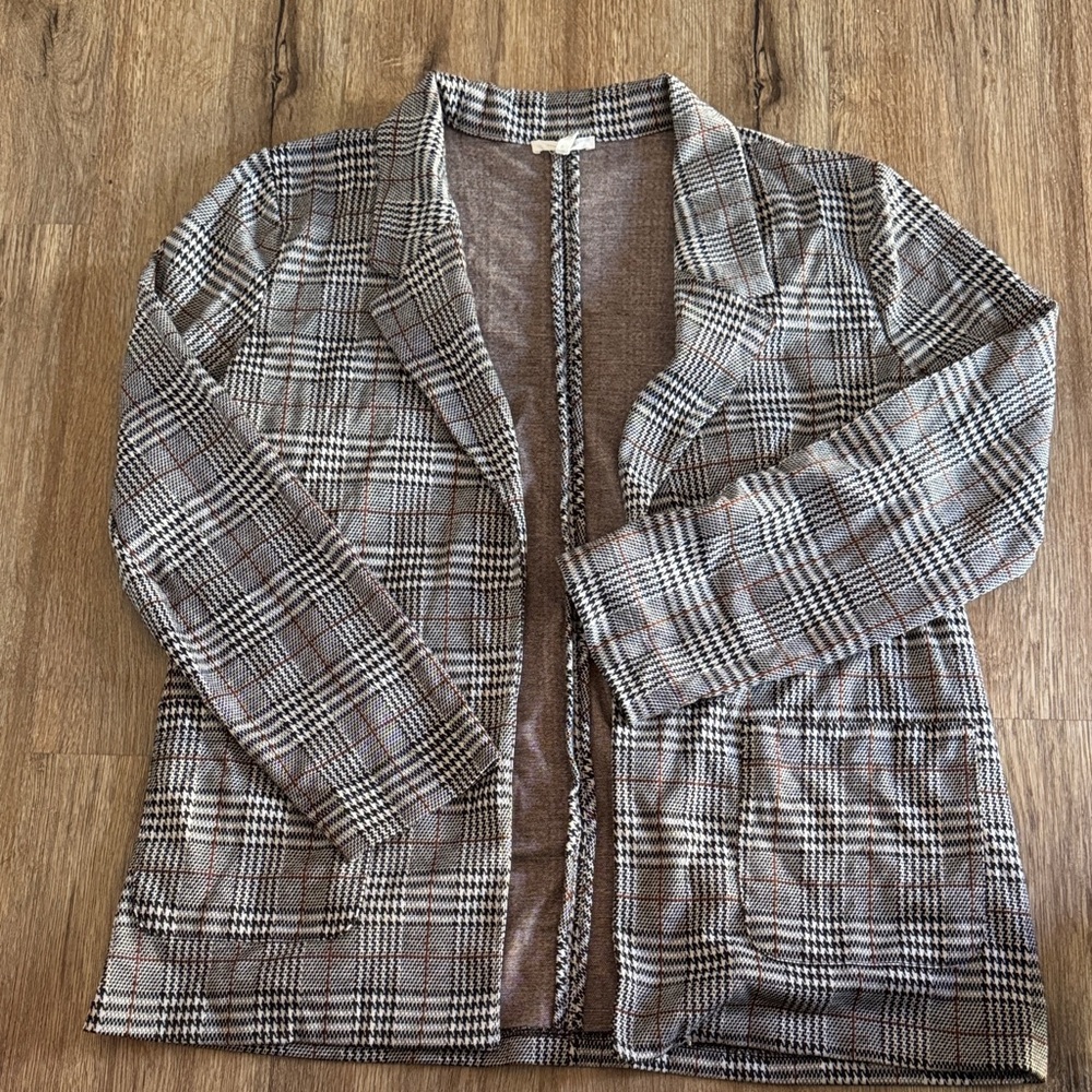 Maurices Black and White Plaid Blazer